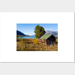 Log shack on Lake Bennet Yukon Territory YT Canada Posters and Art